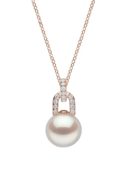 Yoko London 18K rose gold Jazz pearl and diamonds pendant necklace Pink JZ1005P9W