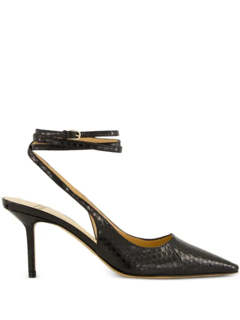 Francesco Russo leather ankle-tie pumps Black R1P1003