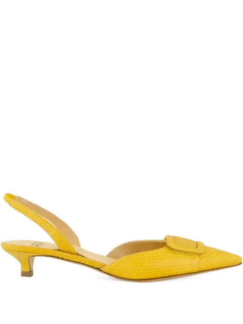 Francesco Russo 25mm R1p1011 buckle kitten pumps Yellow R1P1011