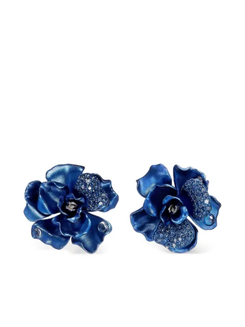 Anabela Chan rhodium vermeil and 14K white gold Midnight Camelia sapphire and topaz earrings Blue ACAB09EAMAKS