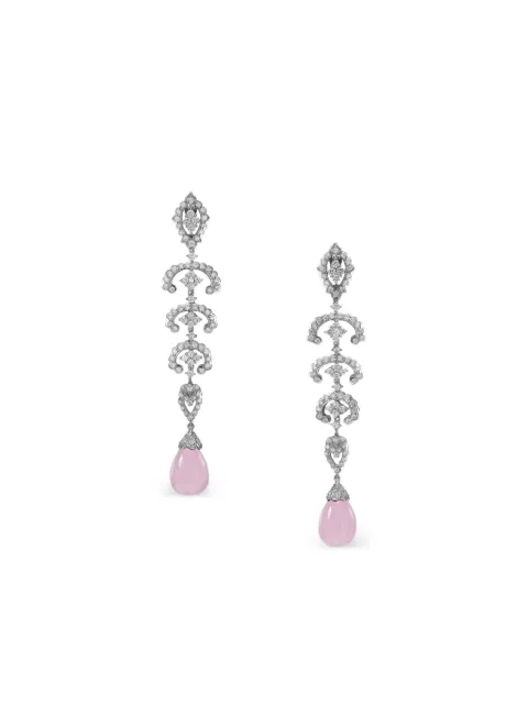 Anabela Chan 14K white gold and rhodium vermeil Scallop Lace kunzite and diamond earrings Purple ACMS02ESWGLK