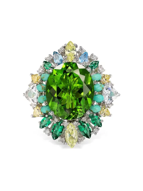 Anabela Chan 18K white gold and rhodium vermeil Poseidon multi-stone ring Green AC16MC04RSWGGT