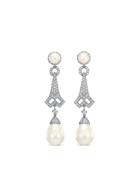 Anabela Chan 14K white gold and rhodium vermeil Lattice pearl and diamond earrings White ACMS04ESWGWP