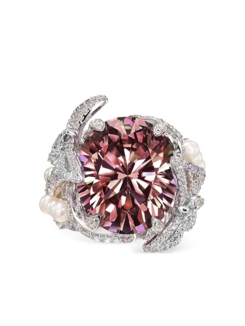 Anabela Chan 18K white gold and rhodium vermeil Swallowtail multi-stone ring Pink AC17BO10RSWGPT