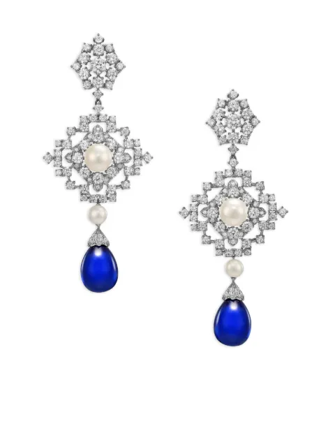 Anabela Chan 14K white gold and rhodium vermeil Pixelise multi-stone earrings Blue ACMS01ESWGRS
