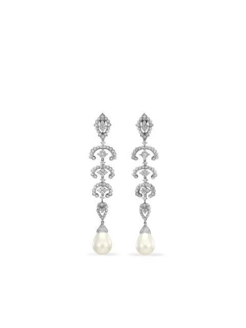 Anabela Chan Scallop Lace rhodium vermeil pearl earrings Silver ACMS02ESWGWP