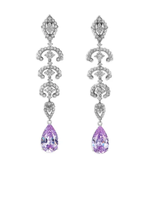 Anabela Chan 14K white gold and rhodium vermeil Scallop Lace amethyst and diamond earrings Purple ACMS02ESWGLA