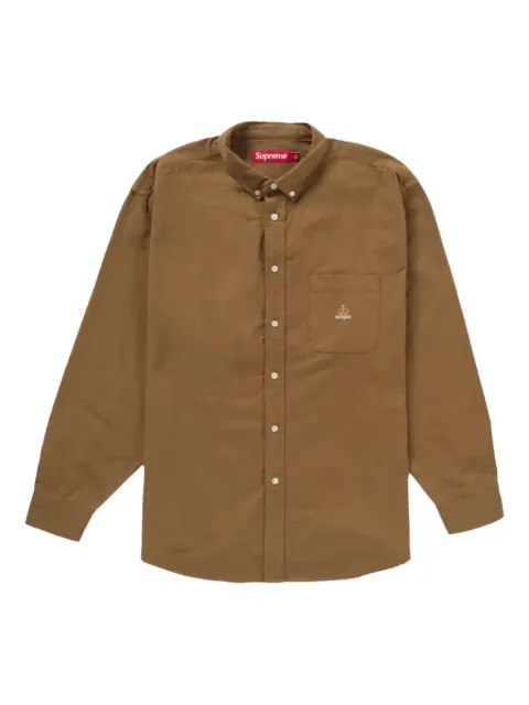 Supreme logo-embroidered flannel shirt Brown SU25758