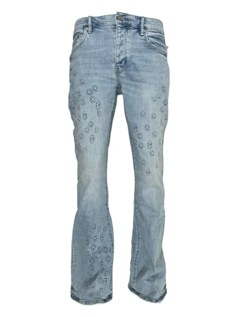 Purple Brand embossed flared jeans Blue P004FOBL425