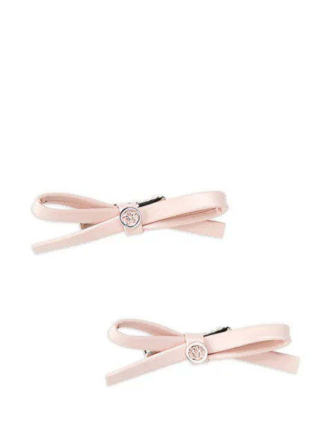 Maison Michel bow leather hair clips Pink 3157001002