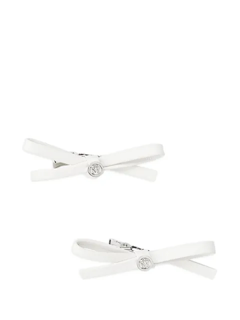 Maison Michel leather bow hair clips White 3157001001