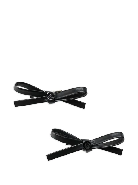 Maison Michel Emma bow-embellishment leather hair clip (set of two) Black 3157001003