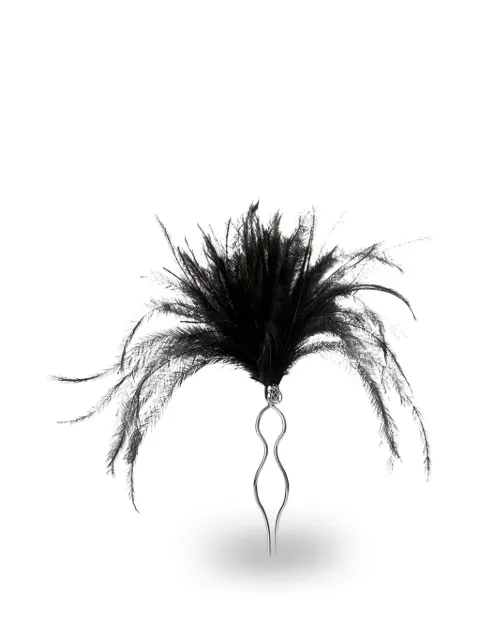 Maison Michel Olivia feather-embellishment hair clip Black 3146001001