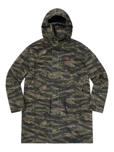 Supreme camouflage-pattern tiger-print parka coat Green SU25709