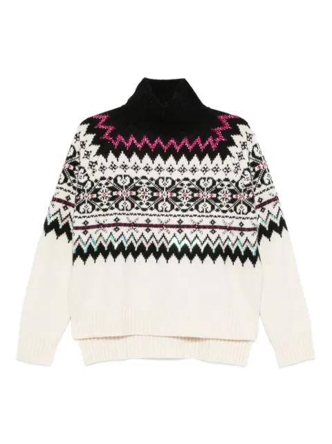Semicouture fair isle-knit jumper White S5WF30