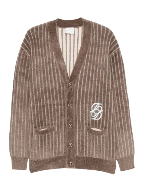 Drôle De Monsieur striped embroidered cardigan Brown CA159VI024KK