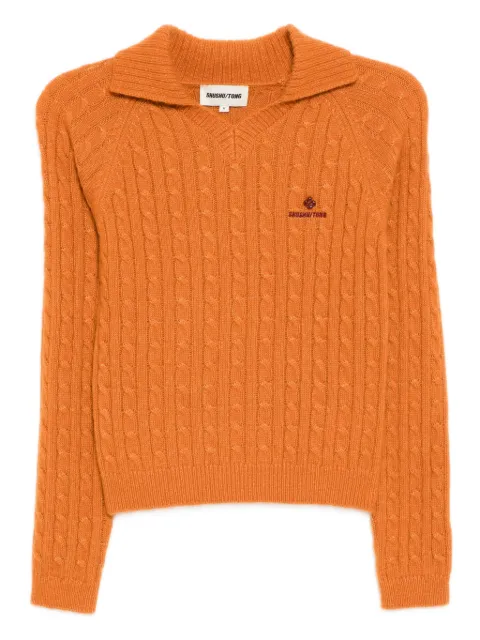 SHUSHU/TONG logo-embroidered top Orange MWDETO27