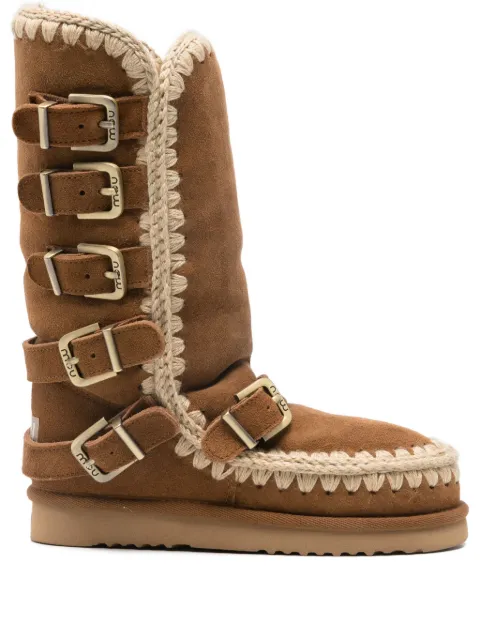 Mou crochet-trimmed buckle boots Brown MUFW101137A