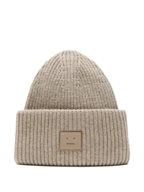 Acne Studios ribbed logo-patch beanie Neutrals C40424