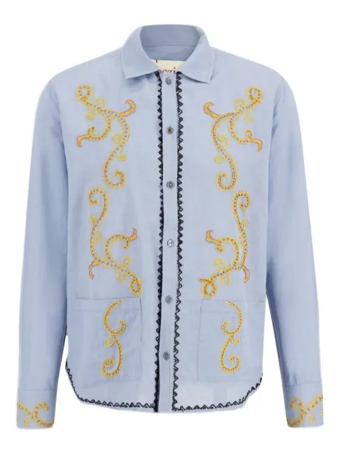 Baziszt Reverie embroidered shirt Blue BZFW25SR10862
