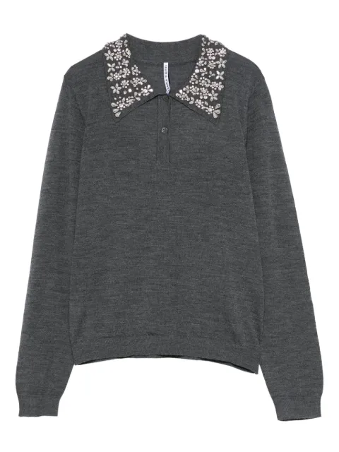 Liviana Conti embellished-collar polo-neck sweater Grey L5WG92
