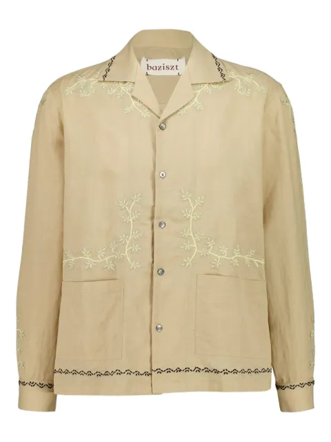 Baziszt Gevrey embroidered long-sleeve shirt Neutrals BZFW25SR13862