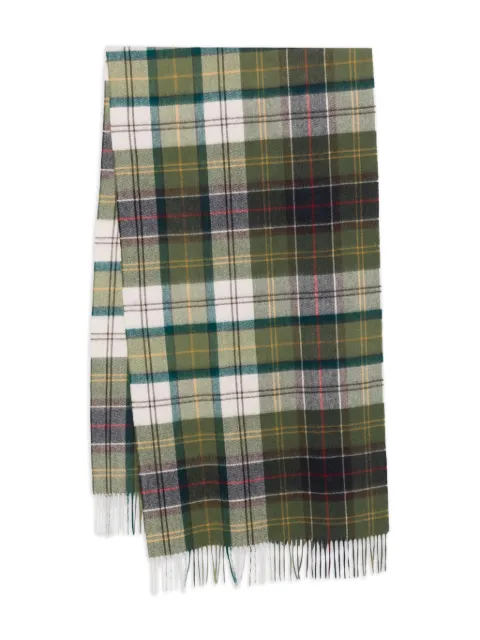 Barbour check-pattern fringed-trim scarf Green LSC0477TN11