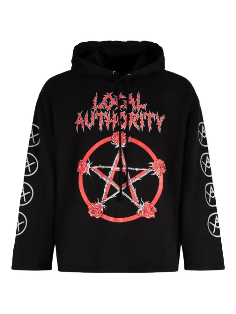 Local Authority graphic-print cotton hoodie Black O24LSNF10