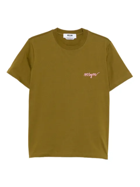 MSGM logo-embroidered T-shirt Green 3941MDM540257798