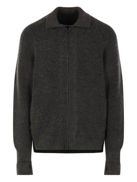 Barbour zip-fastening ribbed-knit cardigan Green MKN1649OL52