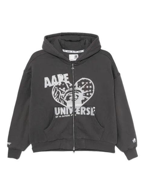 A BATHING APE® logo-print hoodie Grey ASWD333XXP