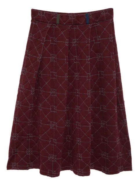 YANYAN KNITS pattern-intarsia pleated skirt Red YYW251122