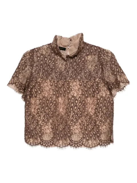 SHIATZY CHEN Scape-of-Curve lace-print top Brown 658081
