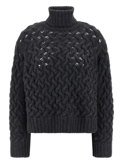 P.A.R.O.S.H. braided wool high-neck sweater Grey D512949LADYBRAID020