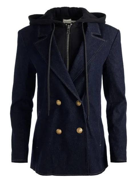 alice + olivia Jordan double-breasted hooded denim blazer Blue CD509301222