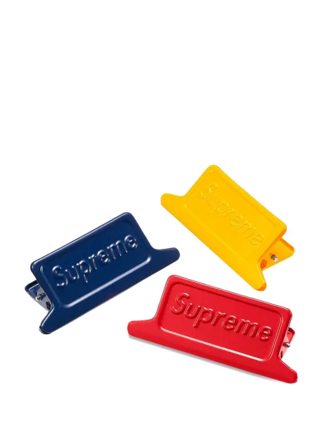 Supreme Dulton logo-embossed small clips (set of three) Blue SU25646