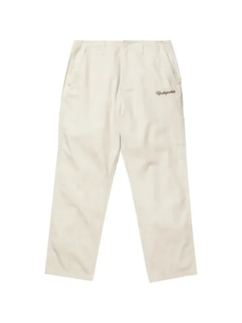 Undefeated logo-embroidered tapered trousers Neutrals YC992WBP