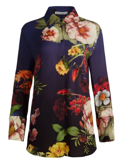 alice + olivia Finely floral button-down shirt Blue CC509P72016