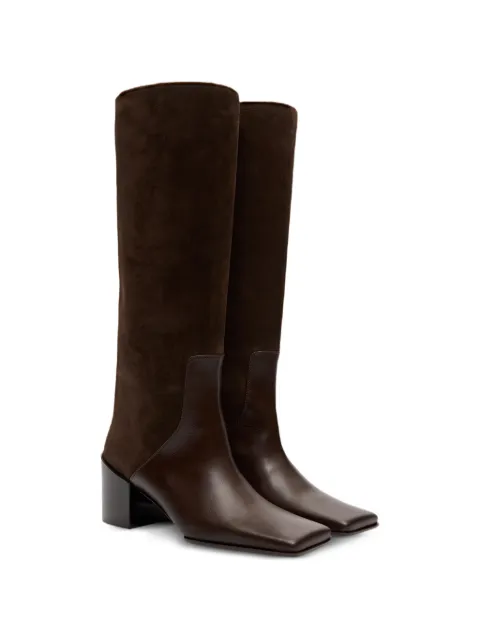 Alaïa square-toe block-heel knee boots Brown AA3O2021I133