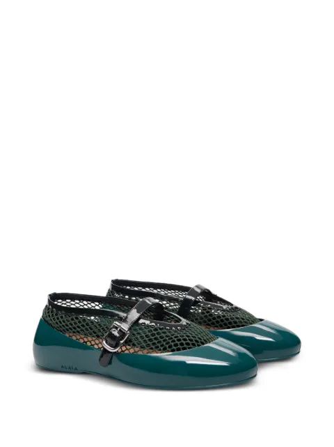 Alaïa ballet flats in fishnet & rubber overshoes Green AA3A1023A022
