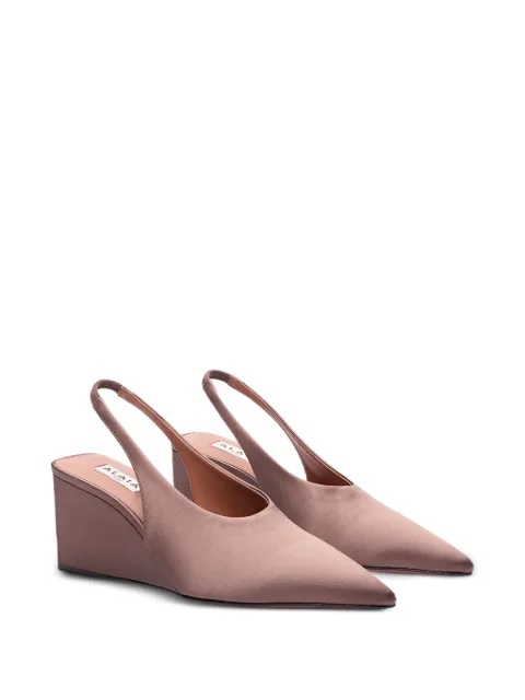 Alaïa Cube wedge slingbacks in satin Neutrals AA3G2008A024