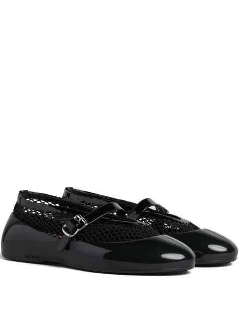 Alaïa ballet flats in fishnet & rubber overshoes Black AA3A1023A022