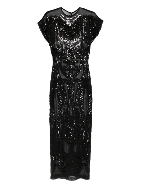 Norma Kamali sequin-embellished cap-sleeve midi dress Black ST4253ENS35001