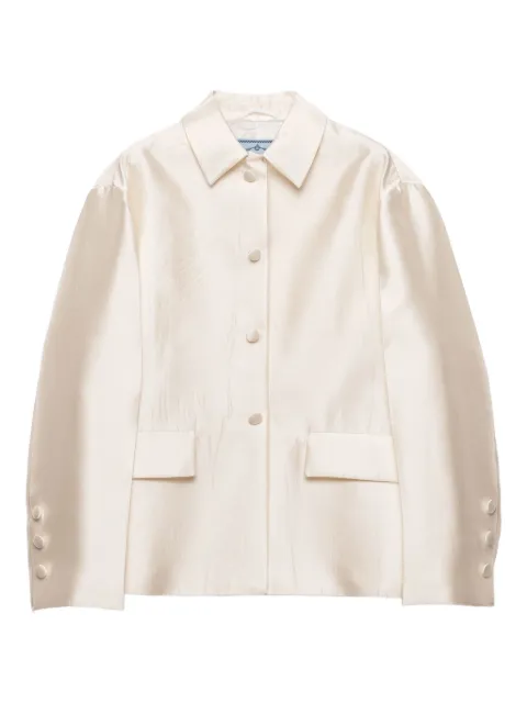 Prada single-breasted silk and wool jacket Neutrals P507HYSOOOBH7