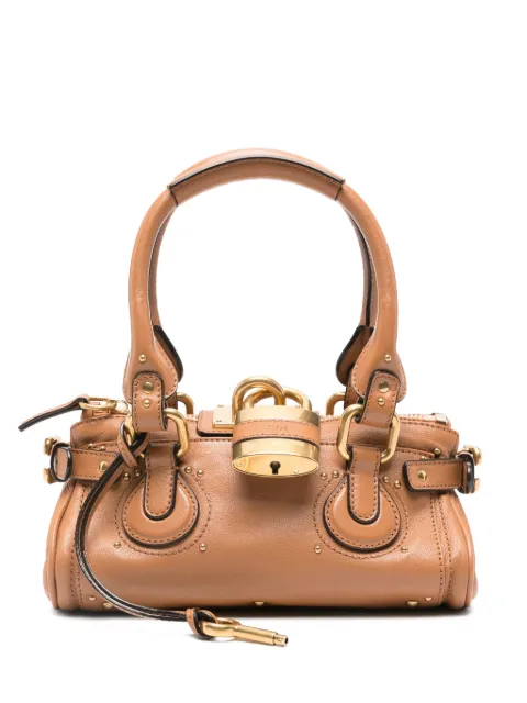 Chloé small Paddington leather padlock tote bag Brown CH26SS805P75