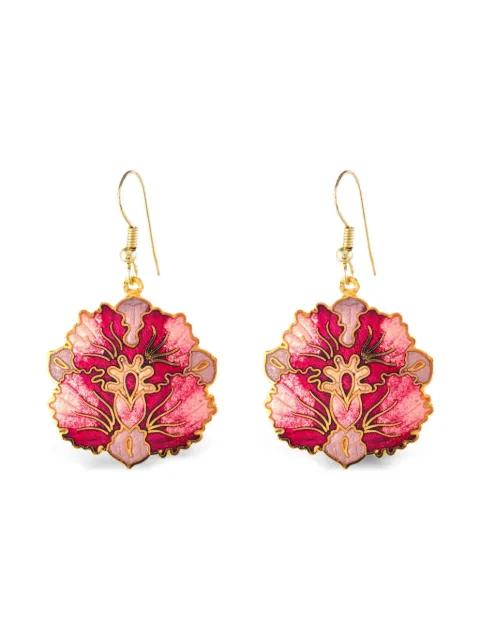 Susan Caplan Vintage 1980s cloisonné floral earrings Gold ER026479