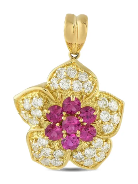 LB Exclusive 18K yellow gold diamond and ruby flower pendant Gold MF27082125