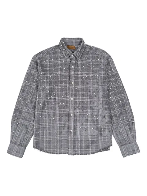 BIRTH OF ROYAL CHILD pearl-embellished checked shirt Black BC25SSLS06