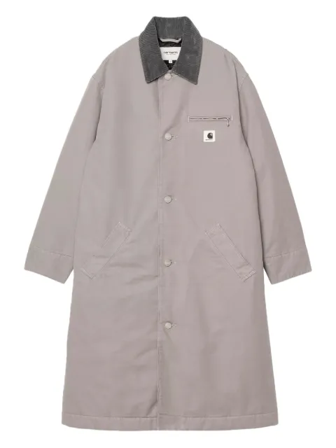Carhartt WIP corduroy-collar button coat Grey I035676