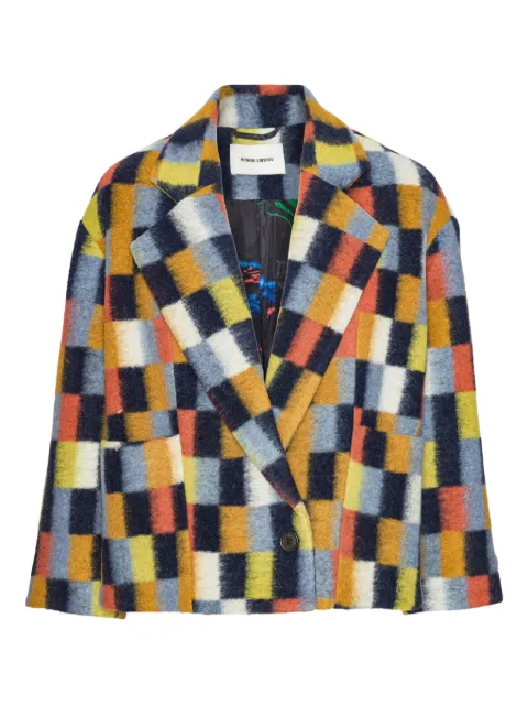 Henrik Vibskov brushed square-pattern jacket Blue AW25KEYF612